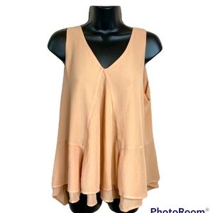 Anthro Sunday in Brooklyn Sleeveless Light Peach Draped Blouse Size Large